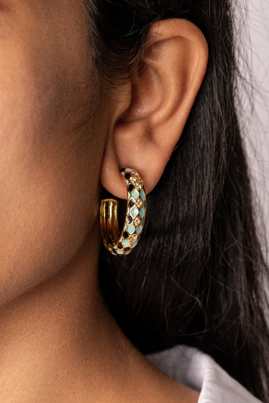 Criss Cross Enamel Hoops