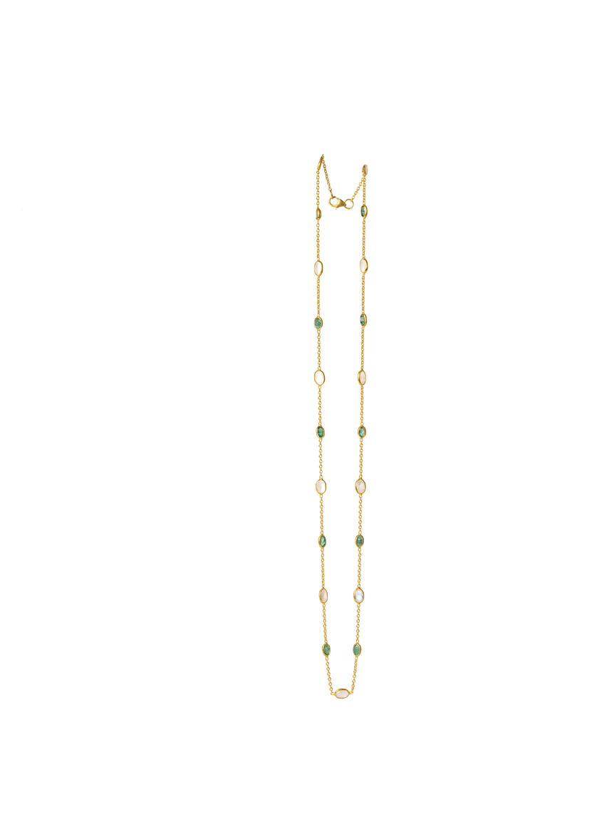 Emerald Moonstone Chain
