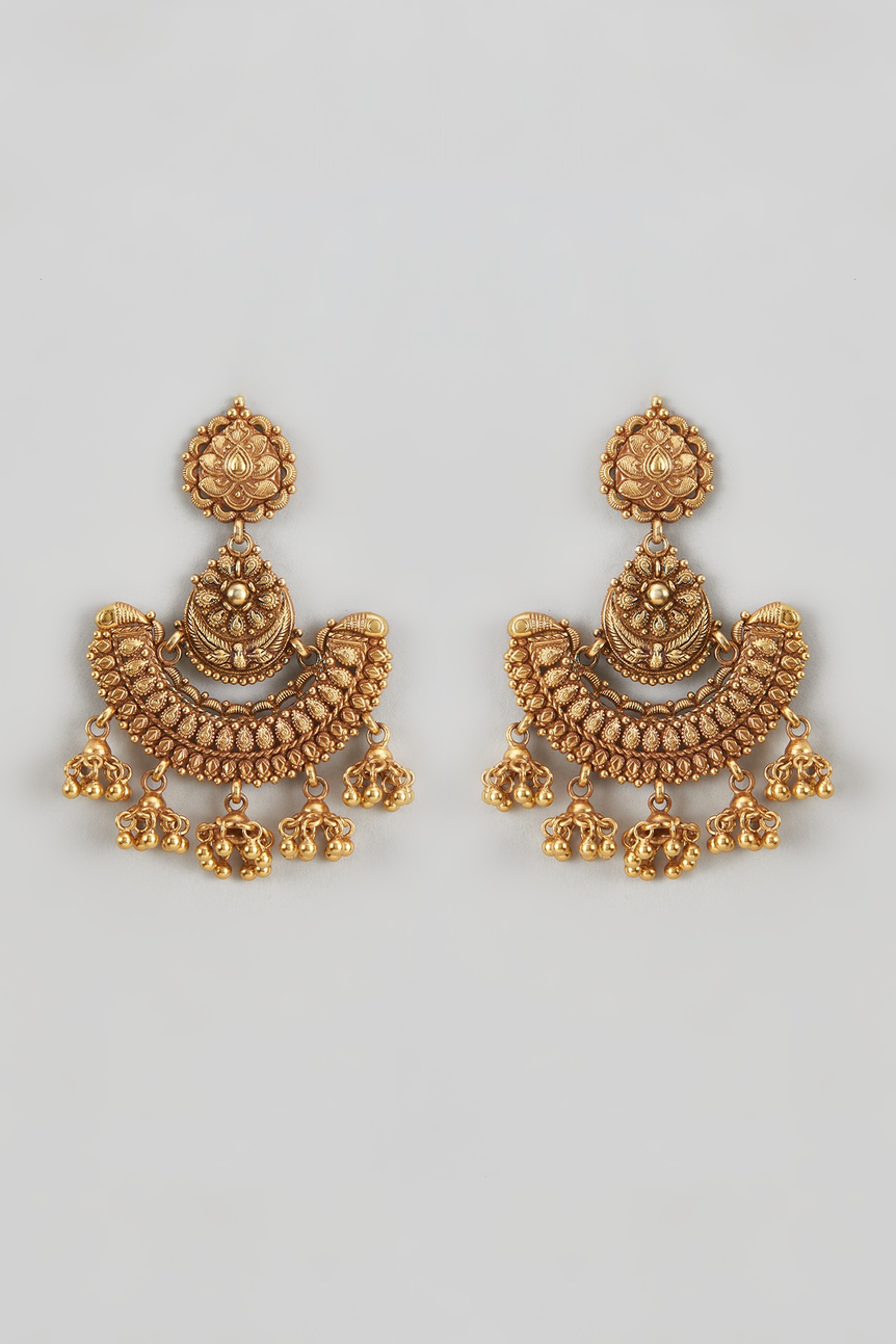 Dhara Silver Earrings with Gold finish
