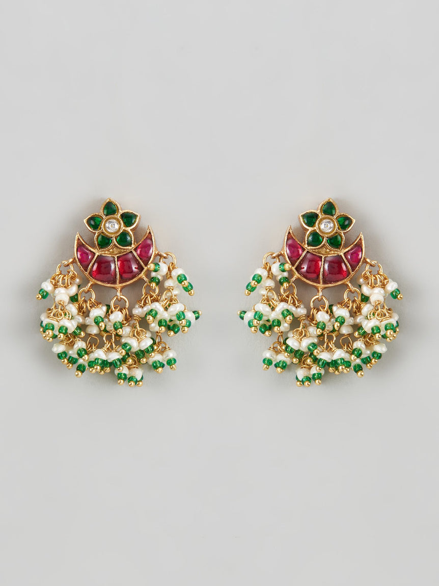 Zoya Kundan Earrings with Pearls and Beads