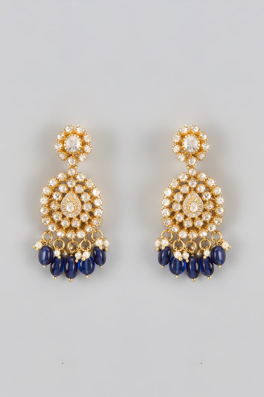 Samudra Moissanite Blue stone Earrings