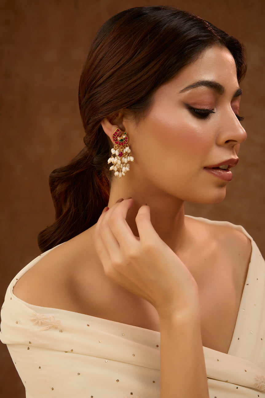 Aditi Peacock Pearl Earrings