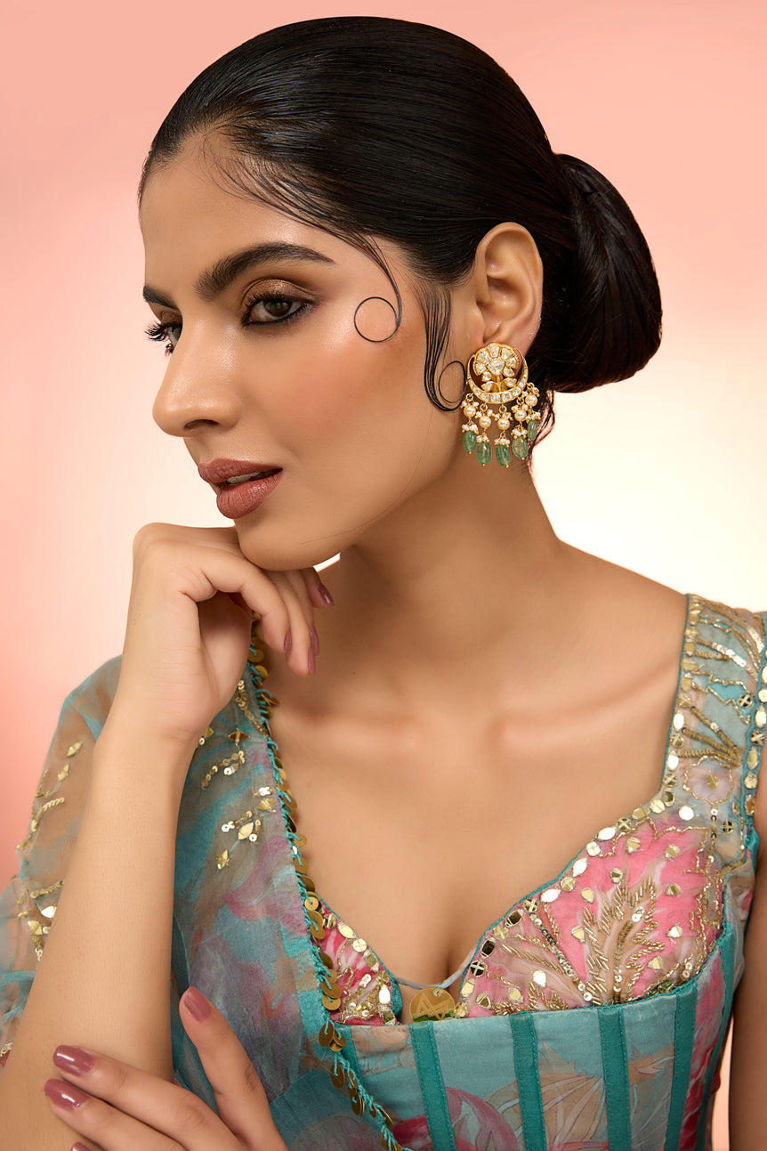 Kamal Chaand Green drop Earrings