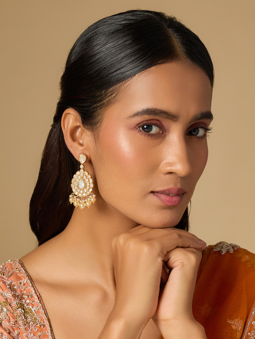 Drop Flower Earrings with pearls