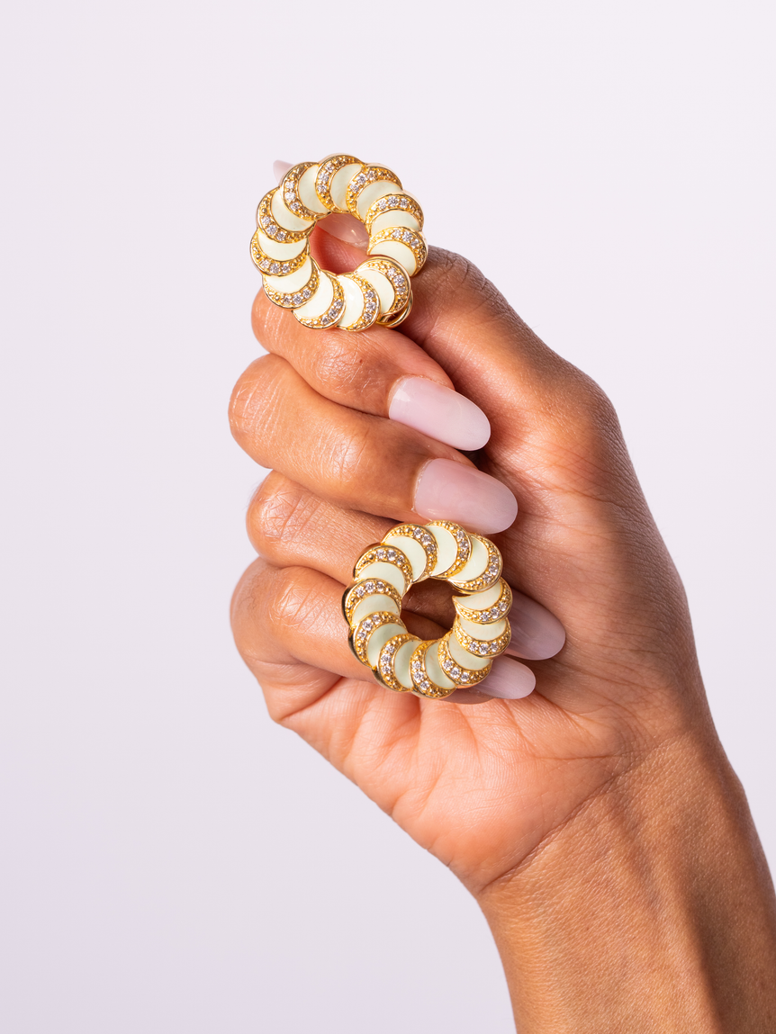 Solene Green Enamel Earrings