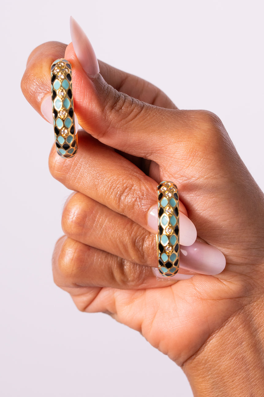 Criss Cross Enamel Hoops