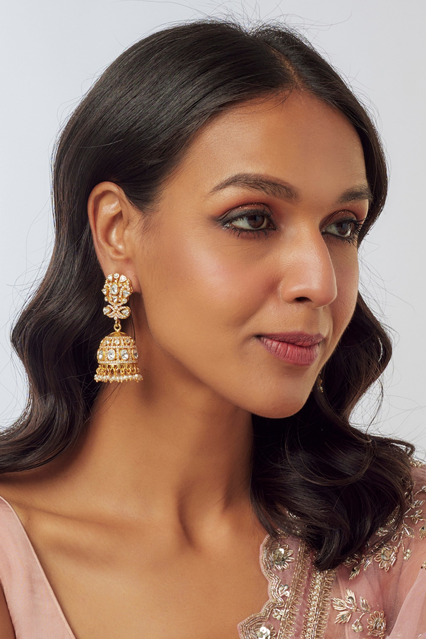 Misa Moissanite Jhumkas with Pearls