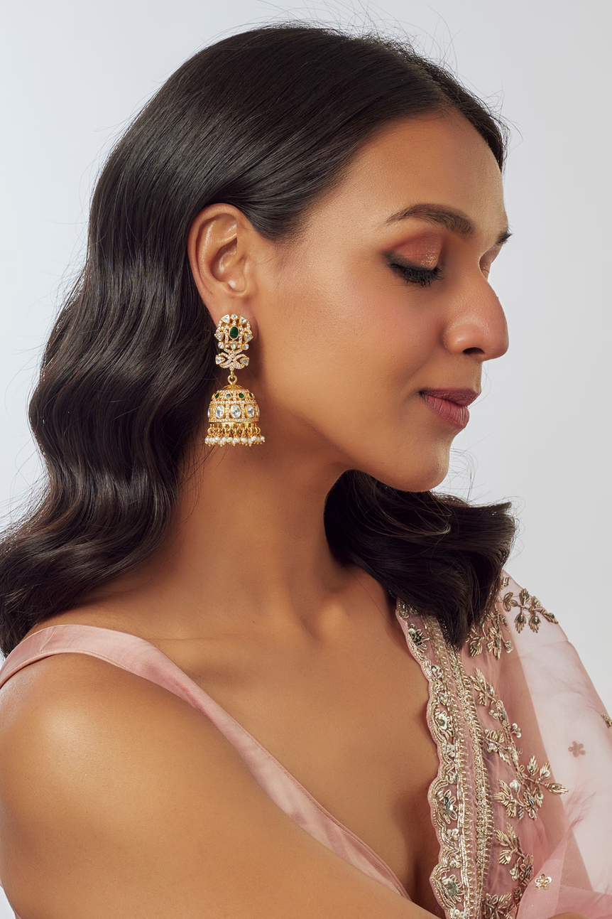 Meera Moissanite Jhumkas with Pearls