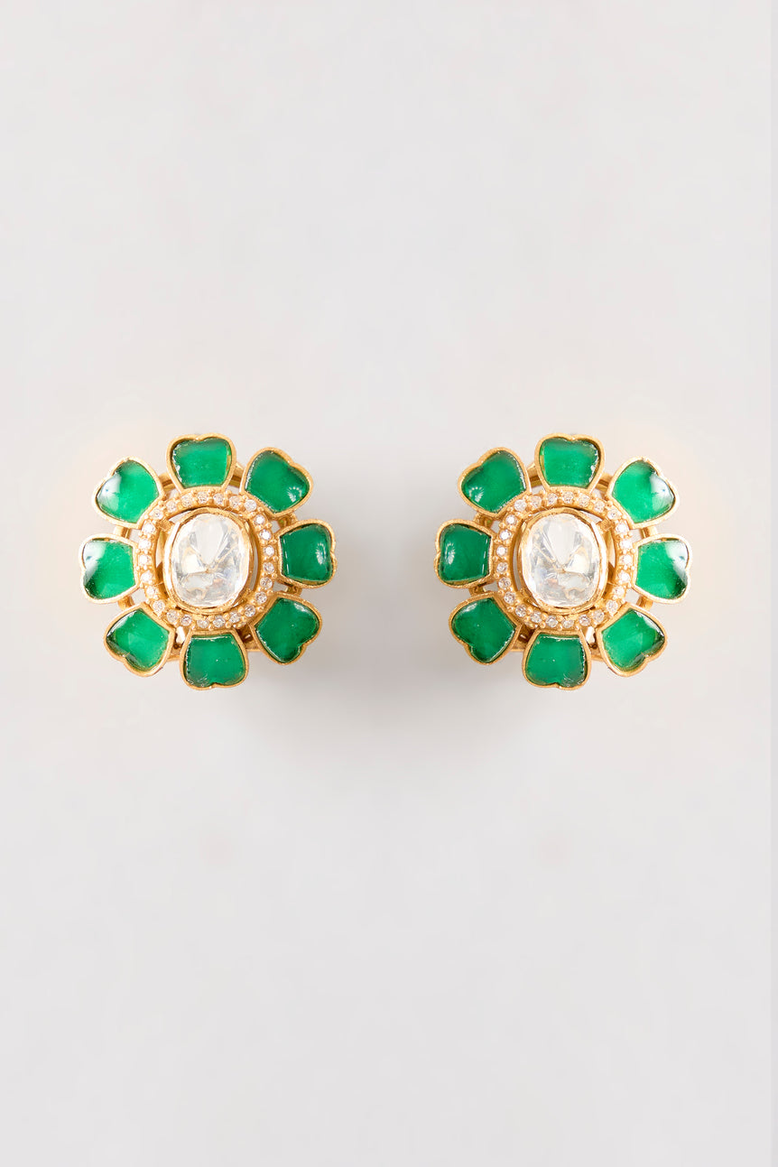 Green Floral Earrings
