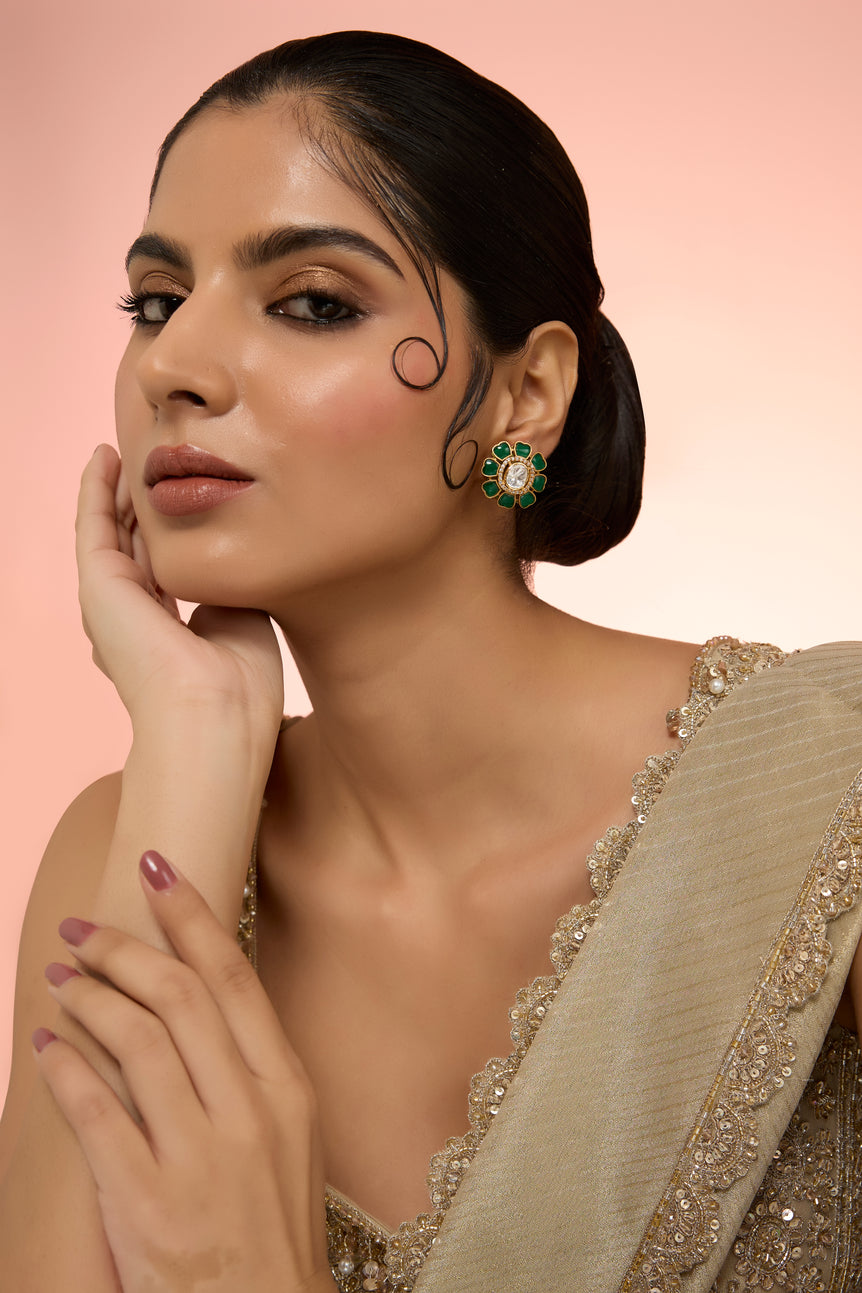 Green Floral Earrings