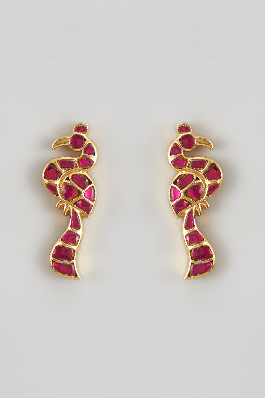 Red Pakshi Kundan Tops