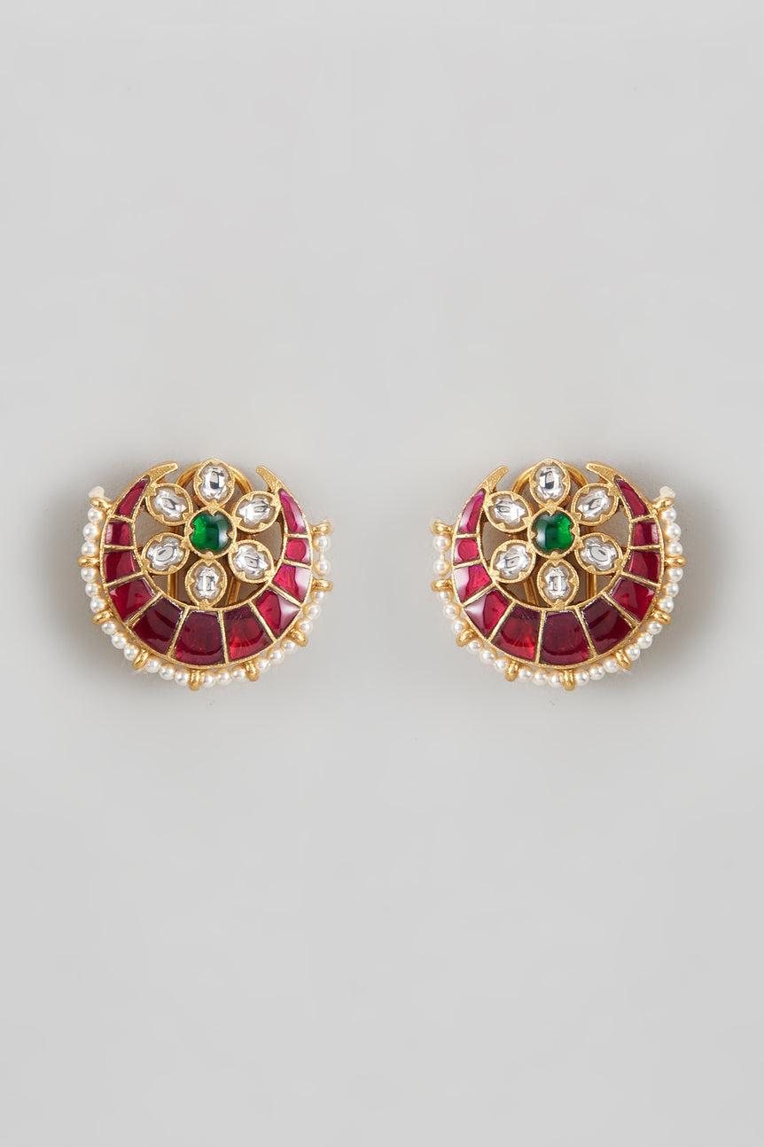 Chaand Kundan Tops with Pearls