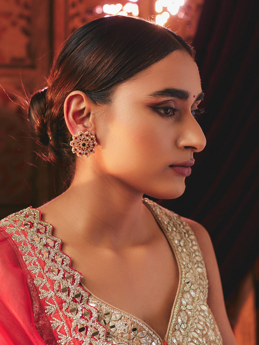 Kalyani Flower Kundan Tops with Pearls