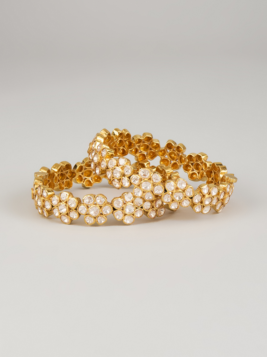 Flower Polki Bangle set