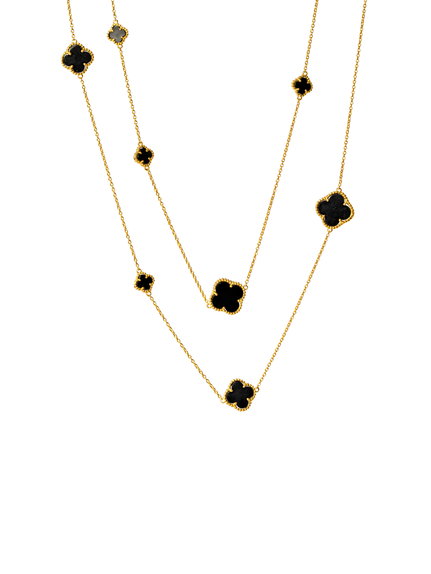 Black Onyx Clover Chain