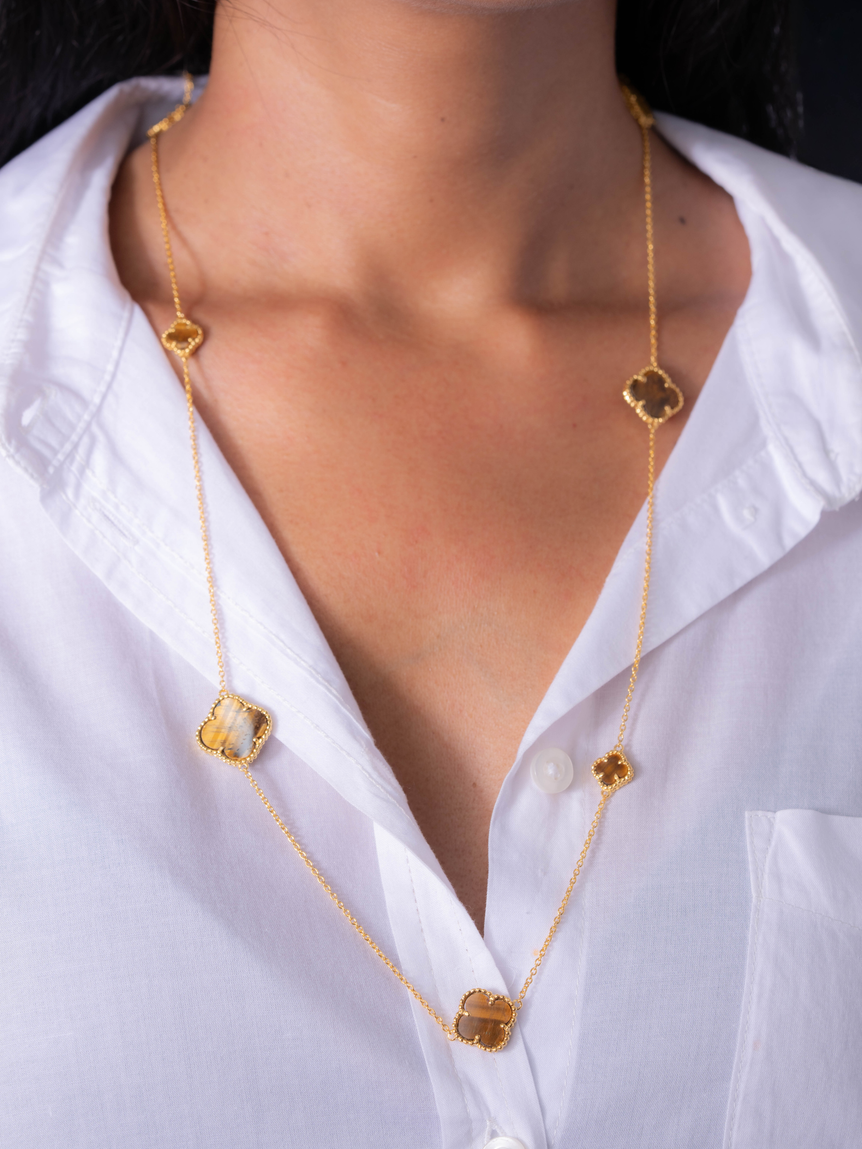 Tiger Eye Clover Chain