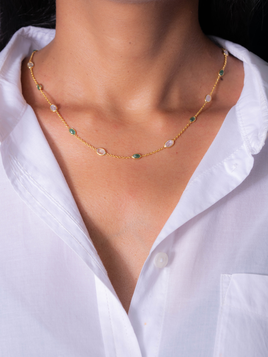 Emerald Moonstone Chain