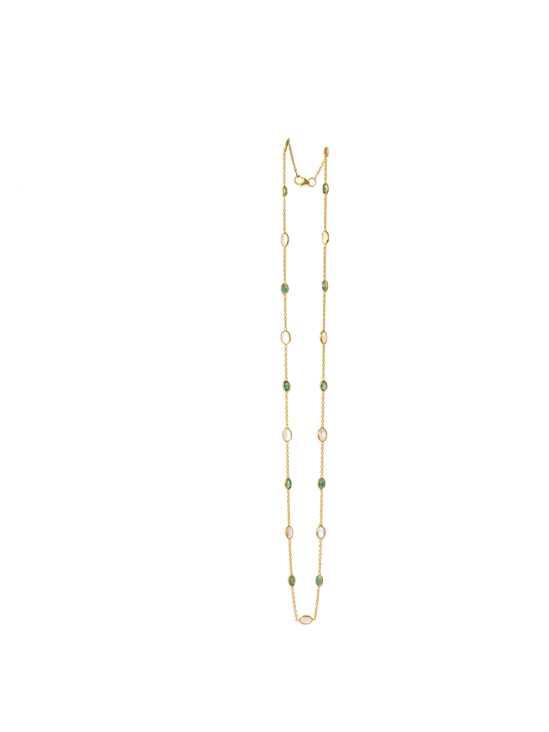 Emerald Moonstone Chain