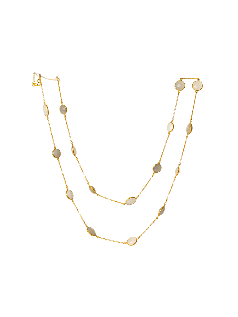 White Grey Moontstone Chain