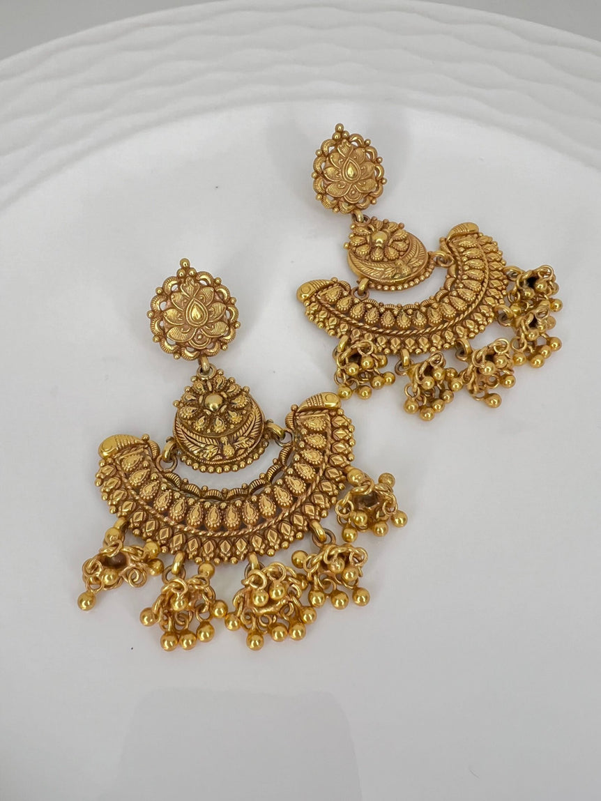 Dhara Silver Earrings with Gold finish