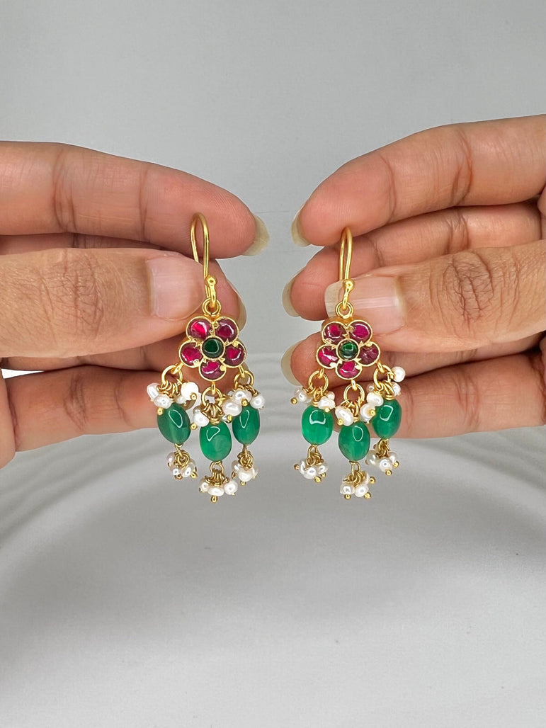 Nitara Kundan Hoop Earring with Pearls and Beads