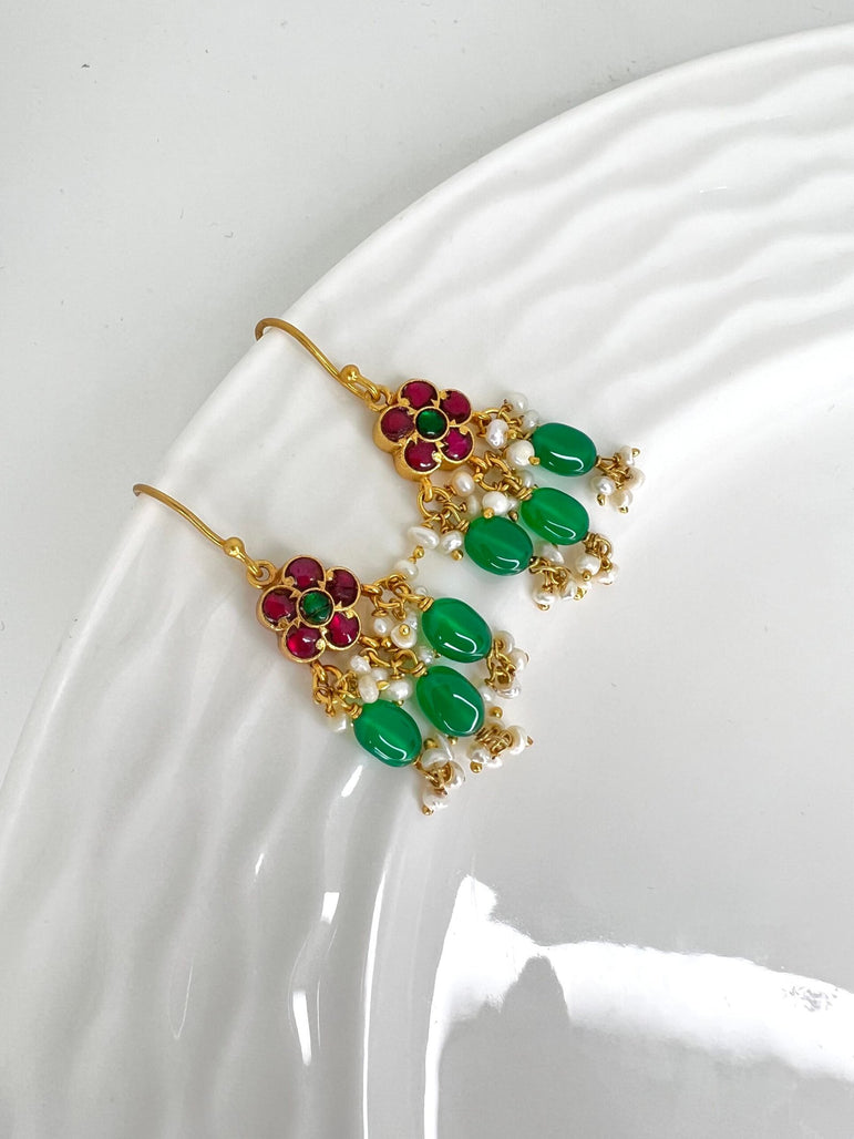 Nitara Kundan Hoop Earring with Pearls and Beads