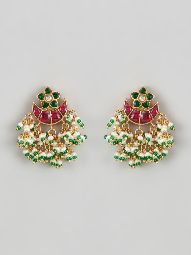 Zoya Kundan Earrings with Pearls and Beads