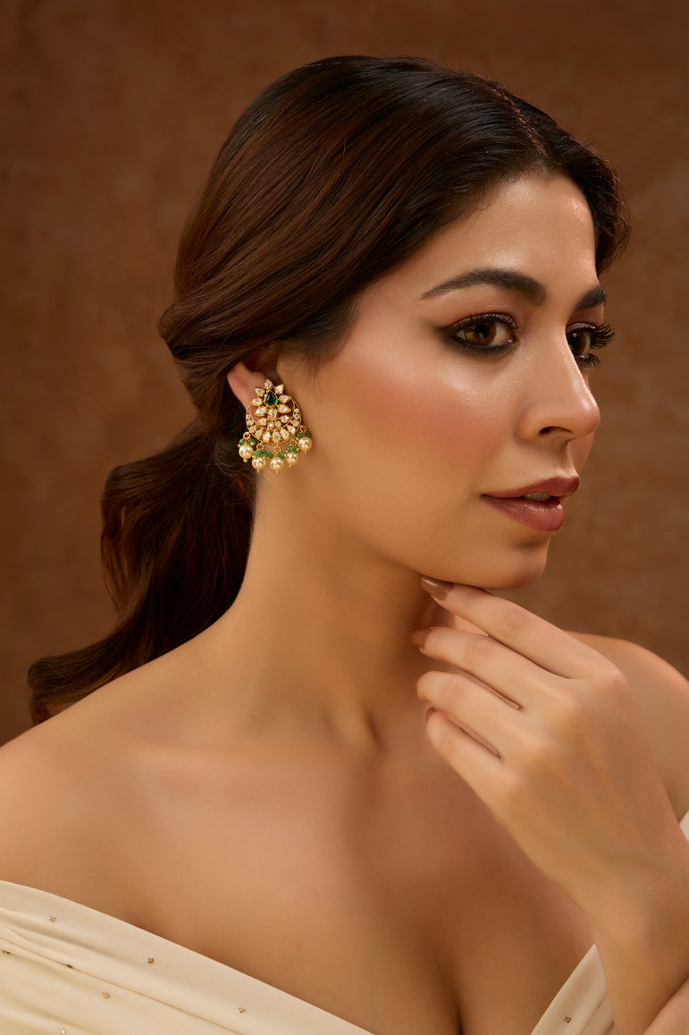 Sitaara Chaand Earrings with Pearl drops