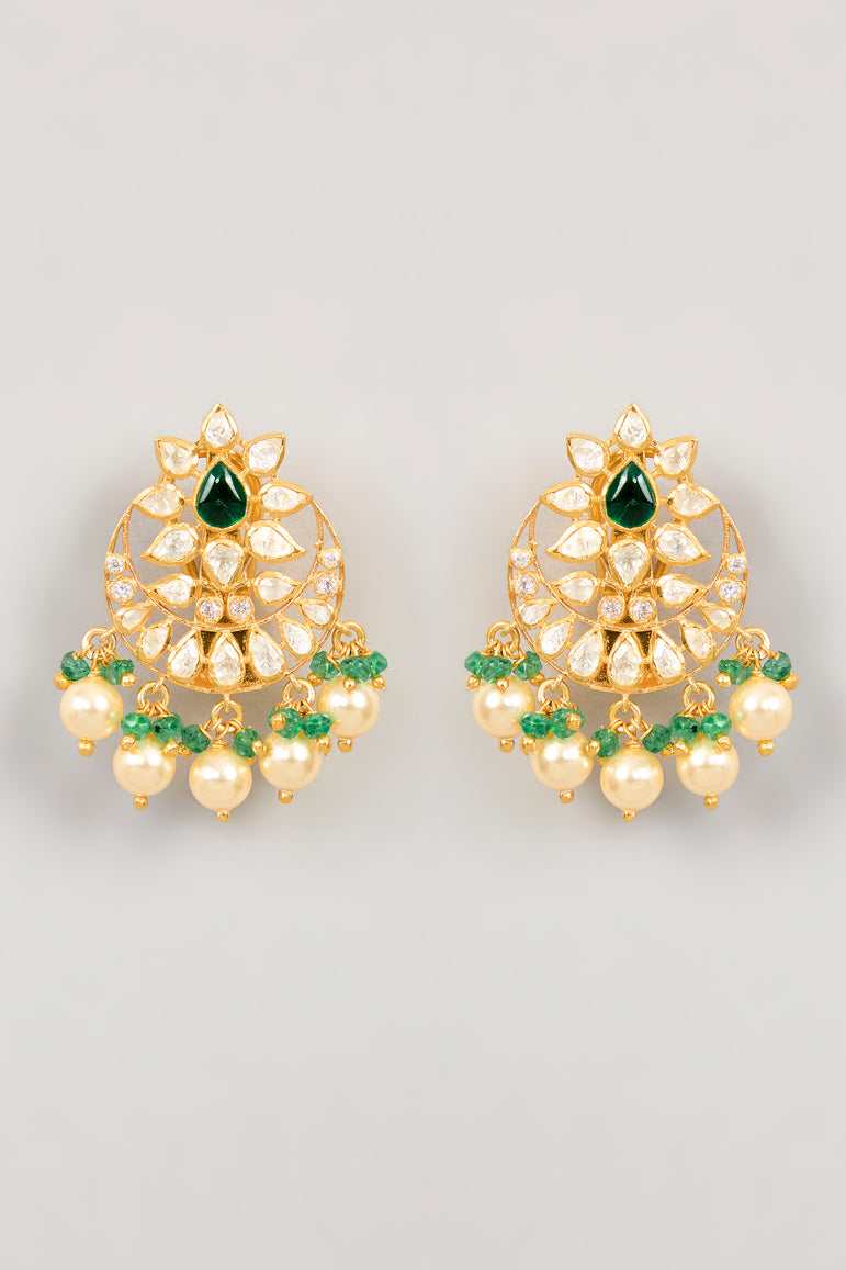 Sitaara Chaand Earrings with Pearl drops