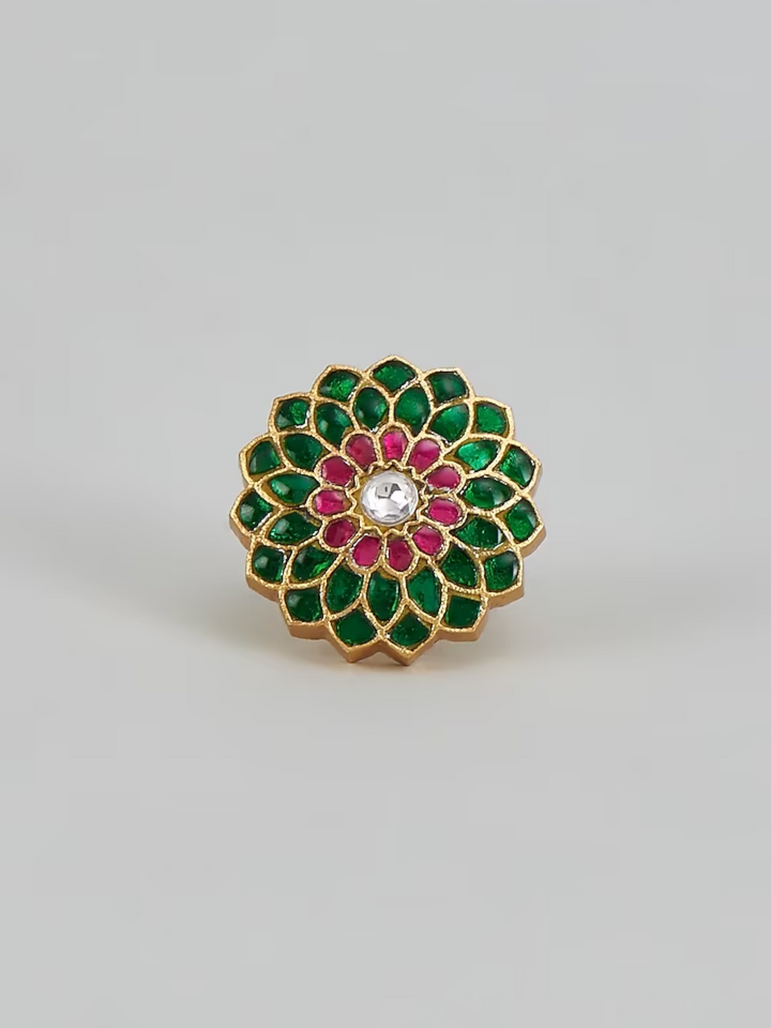 Mohini Flower Kundan Ring