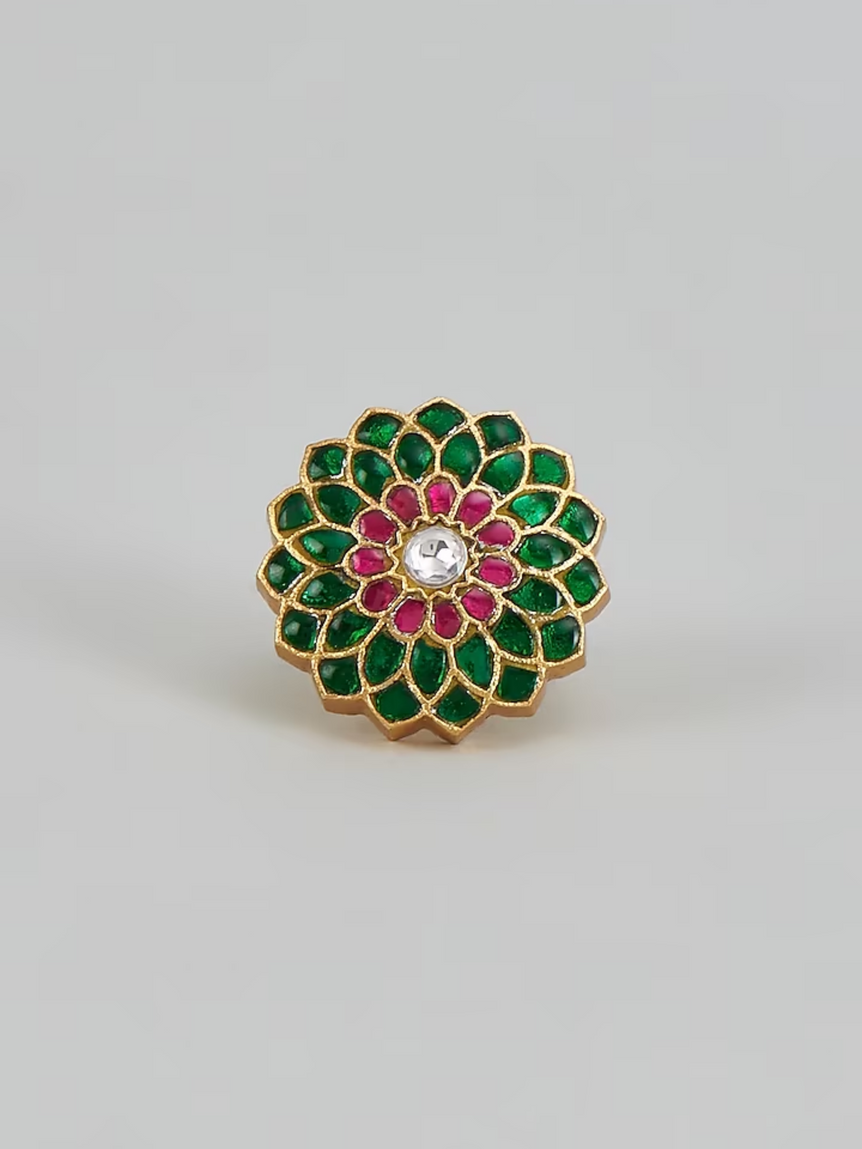 Mohini Flower Kundan Ring