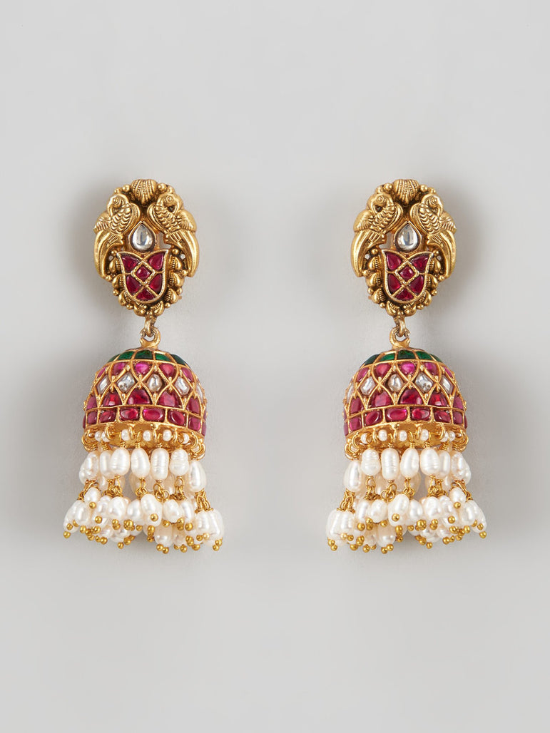 Trishala Nakshi Kundan Jhumkas with Pearls