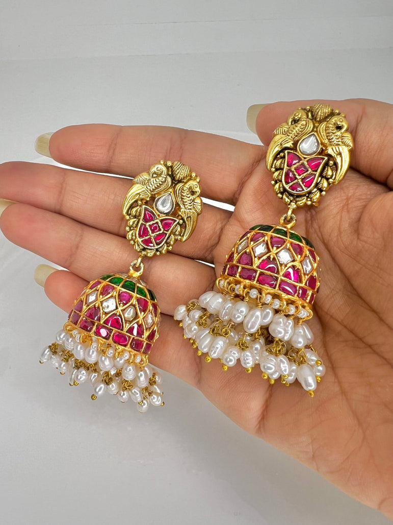 Trishala Nakshi Kundan Jhumkas with Pearls