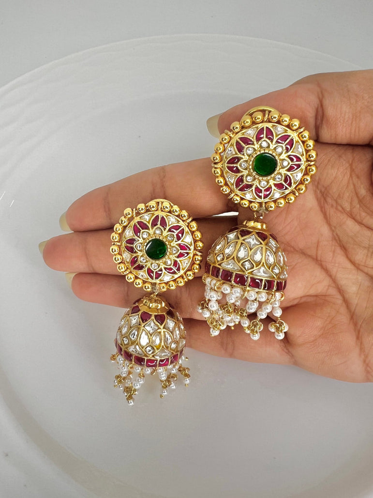 Pakhi Kundan Jhumkas with Pearls