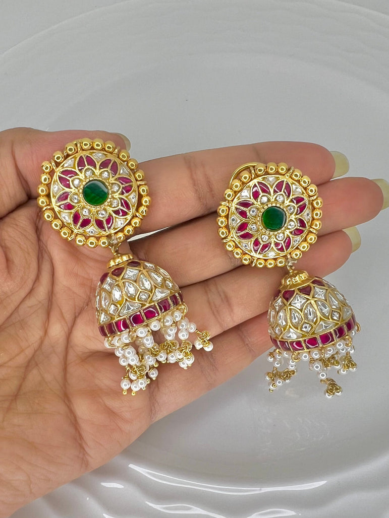 Pakhi Kundan Jhumkas with Pearls