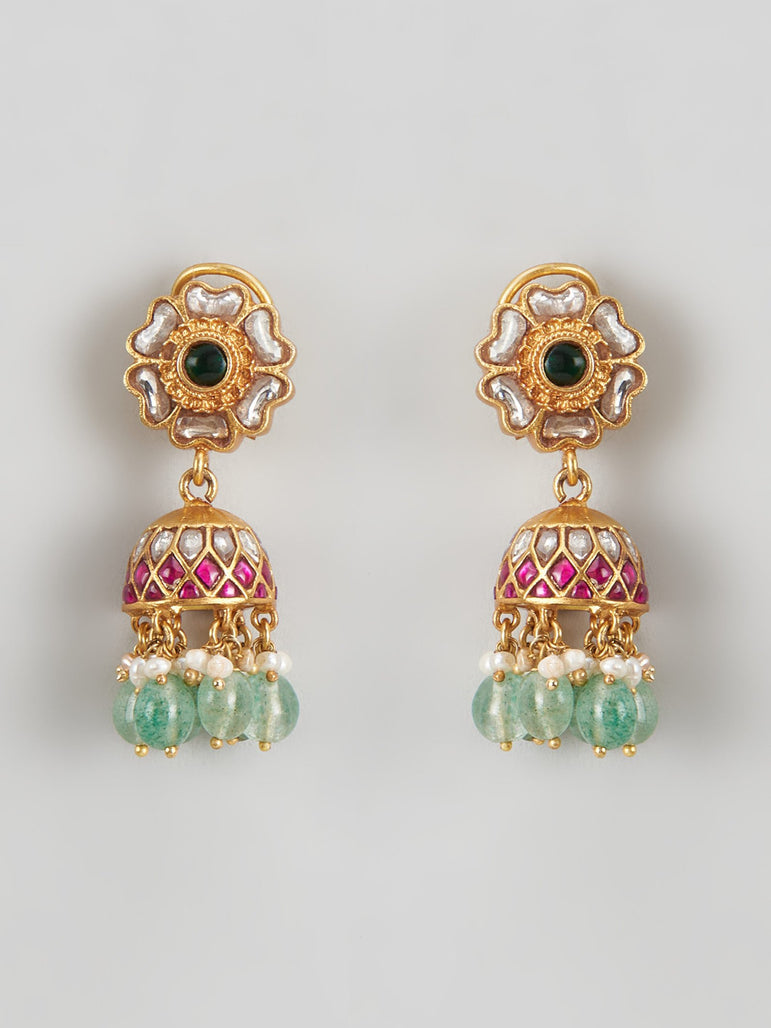 Sia Kundan Jhumkas with Pearls and Beads