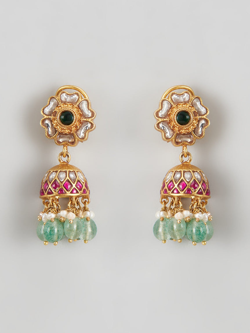 Sia Kundan Jhumkas with Pearls and Beads