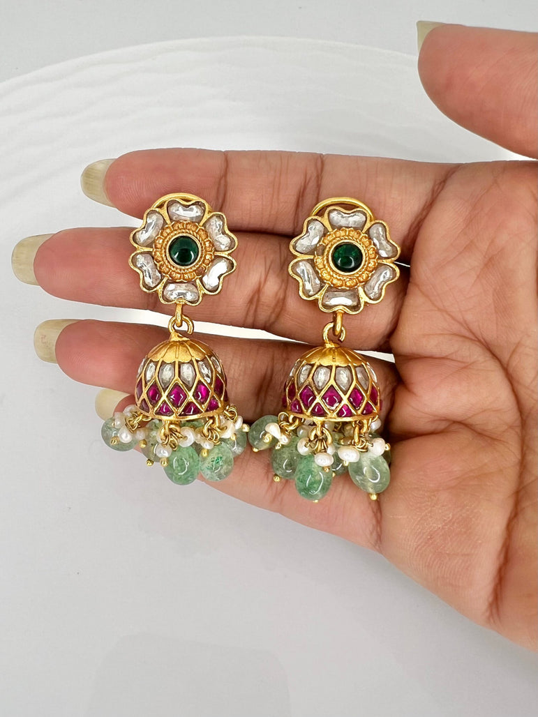 Sia Kundan Jhumkas with Pearls and Beads