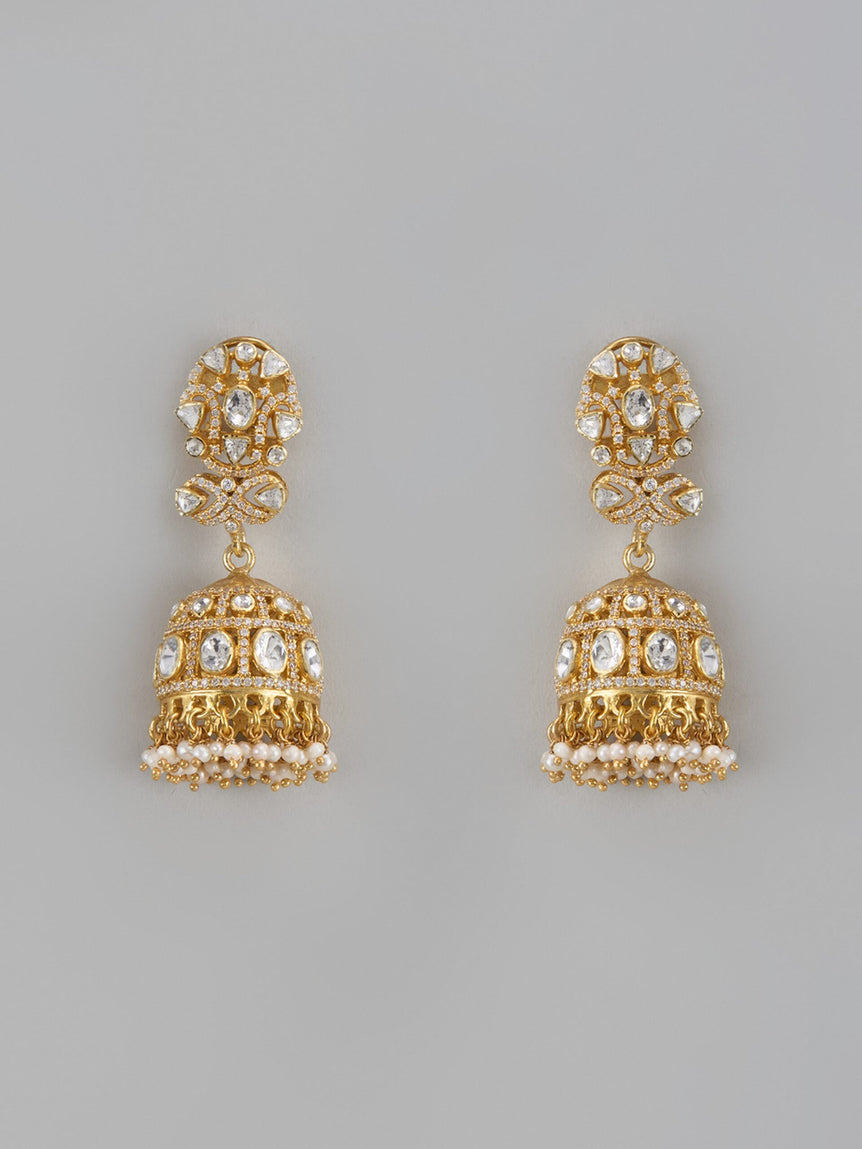 Misa Moissanite Jhumkas with Pearls