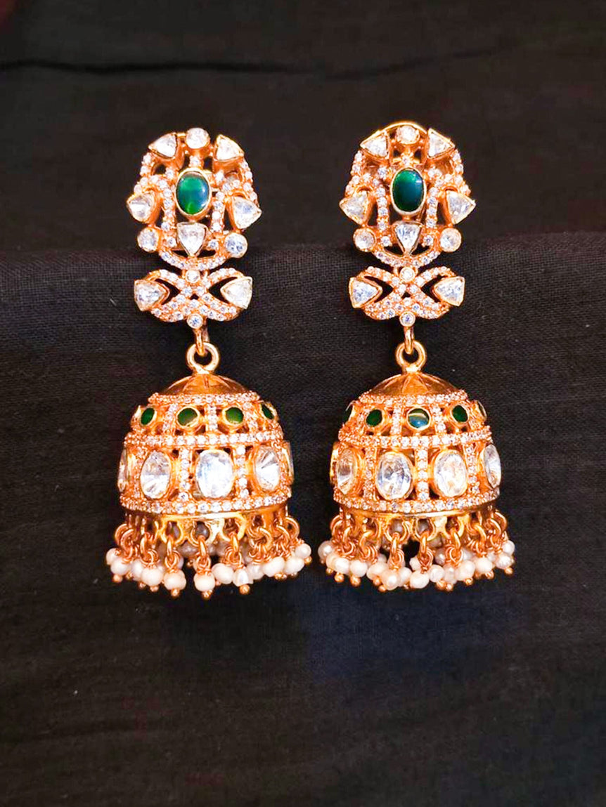 Meera Moissanite Jhumkas with Pearls