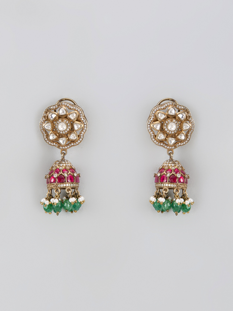 Serene Victorian Moissanite Jhumkas