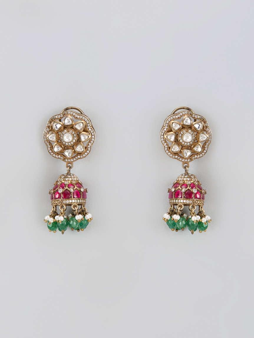 Serene Victorian Moissanite Jhumkas