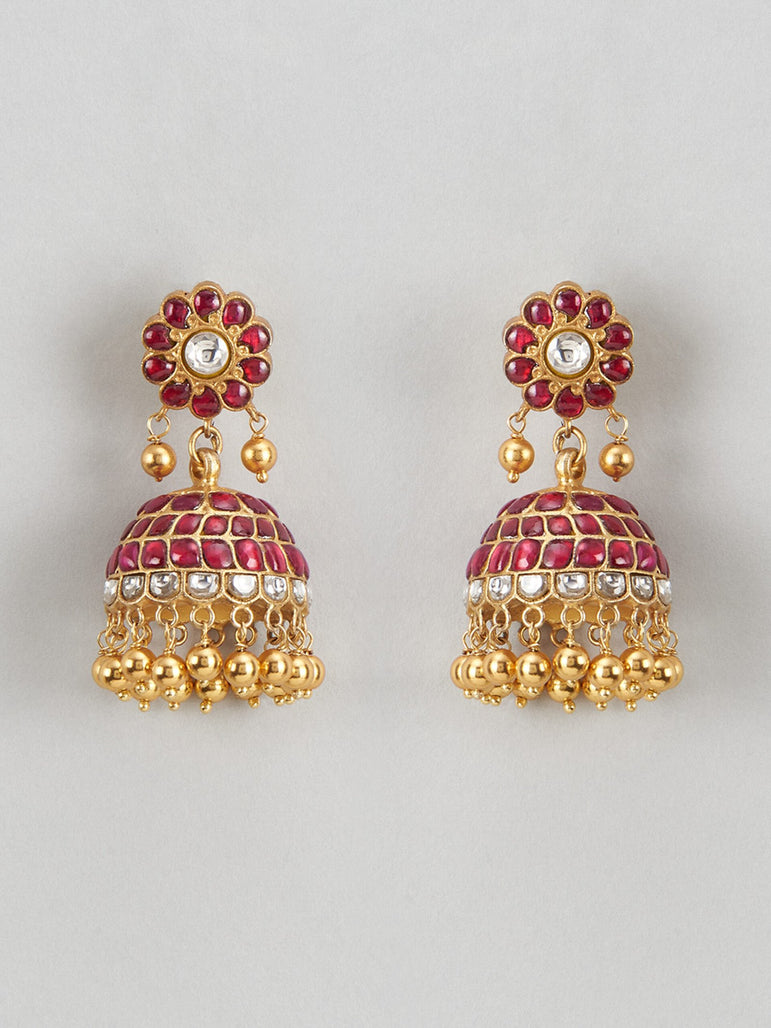 Loka Kundan Jhumkas with Beads