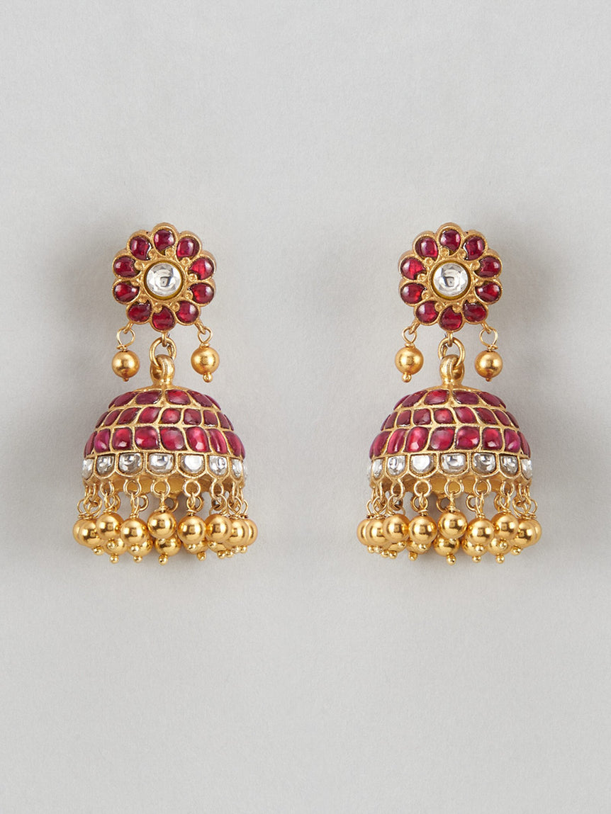 Loka Kundan Jhumkas with Beads