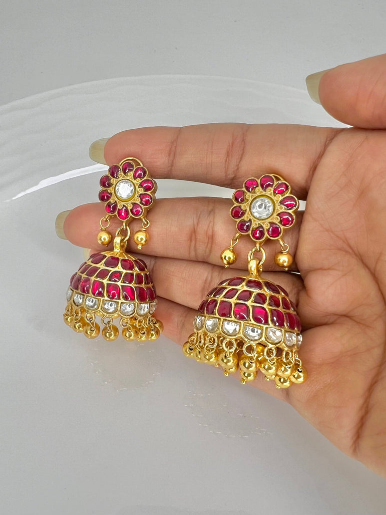 Loka Kundan Jhumkas with Beads