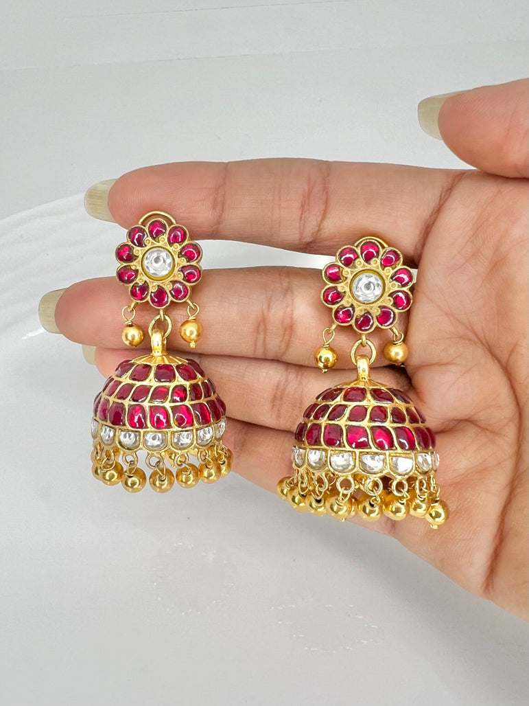 Loka Kundan Jhumkas with Beads