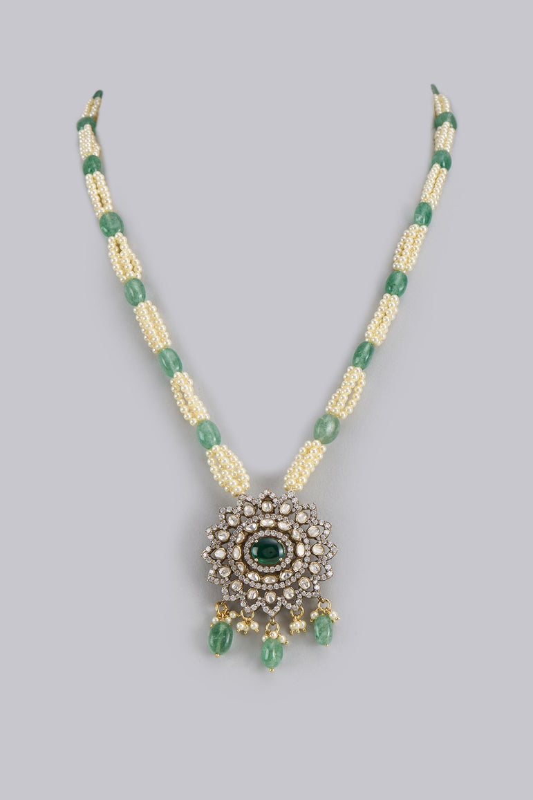 Veena Moissanite Necklace with Pearls