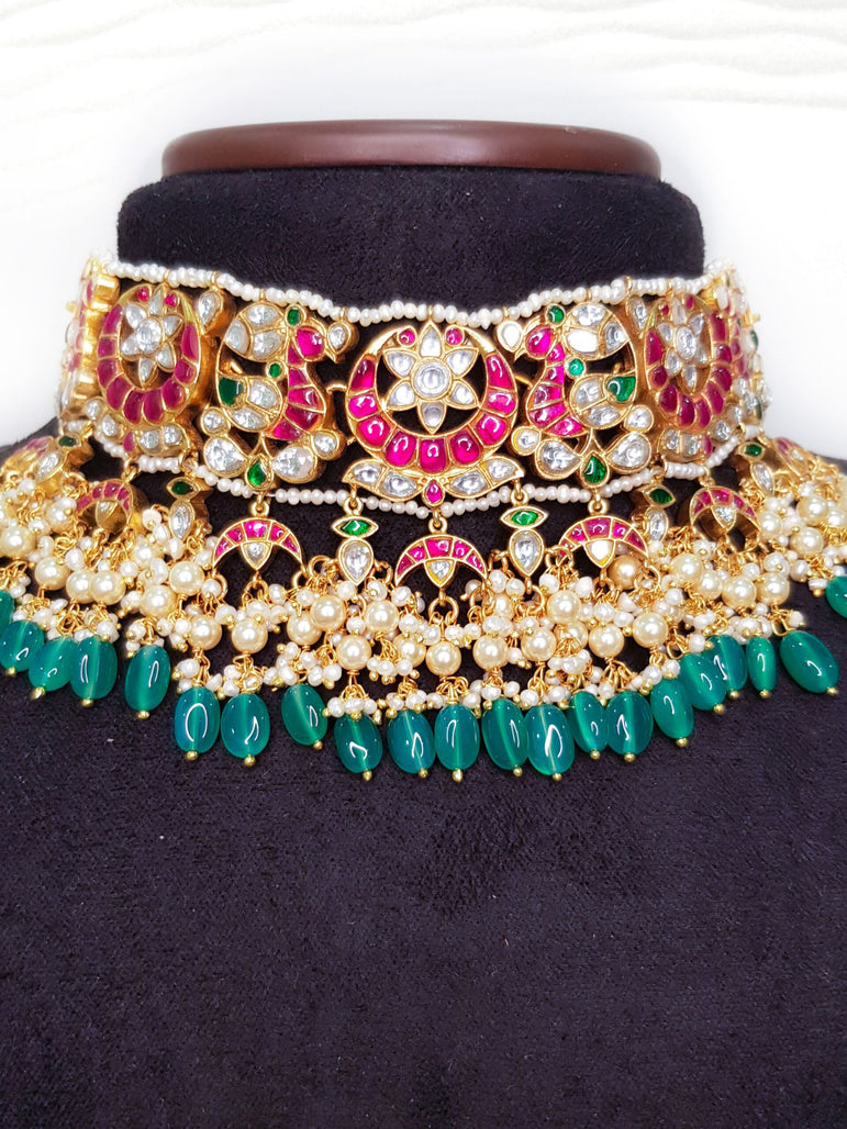 Rani Kundan Choker With Pearls And Beads