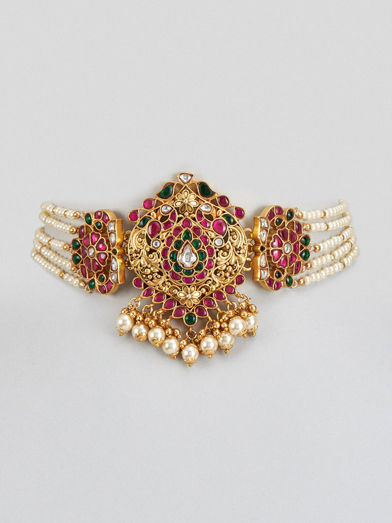 Vaanya Kundan Choker Necklace with Pearls