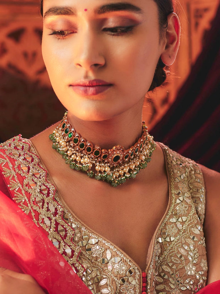 Gautami Kundan Choker with Pearls and Beads